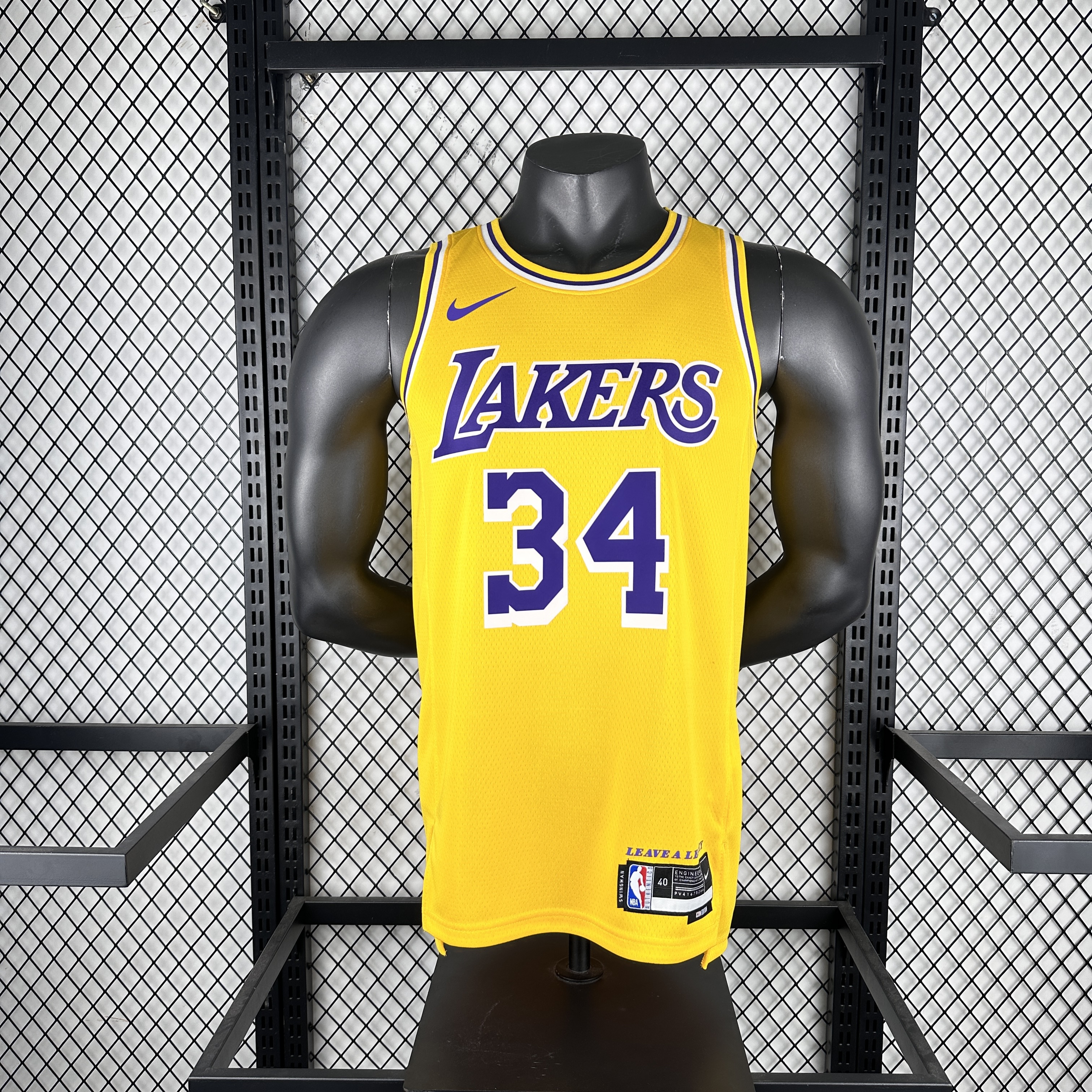 24-25 Lakers O'Neal #34 Yellow Top Quality Hot Pressing NBA Jersey(圆领)