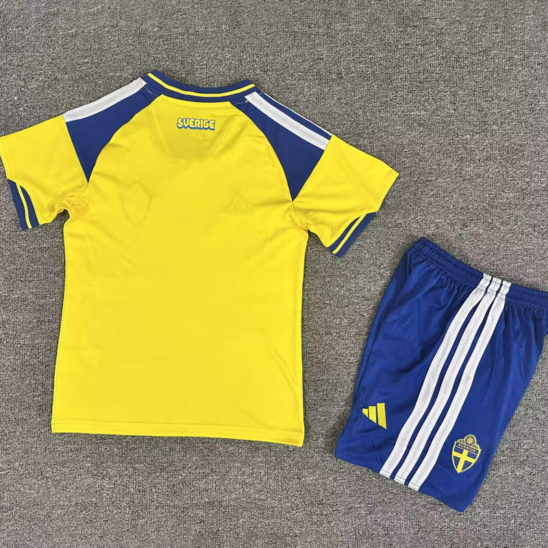 26-27 Sweden Home Kids Soccer Jersey
