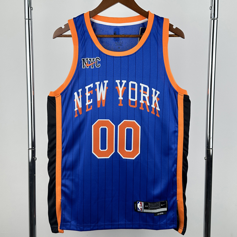 23-24 KNICKS CLARKSON #00 Blue City Edition Top Quality Hot Pressing NBA Jersey