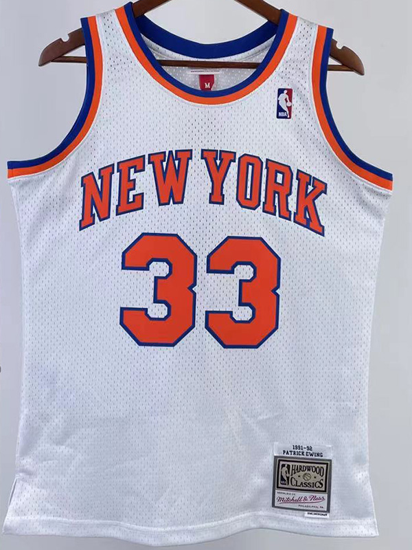1991-92 KNICKS EWING #33 White Retro Top Qualit...