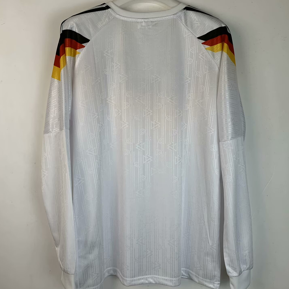 1990 Germany Home White Retro Long Sleeve Soccer Jersey