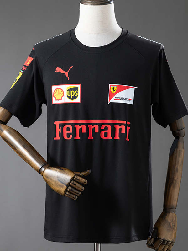 25-26 F1 Ferrari Black Casual T-Shirts Racing Suit (圆领)
