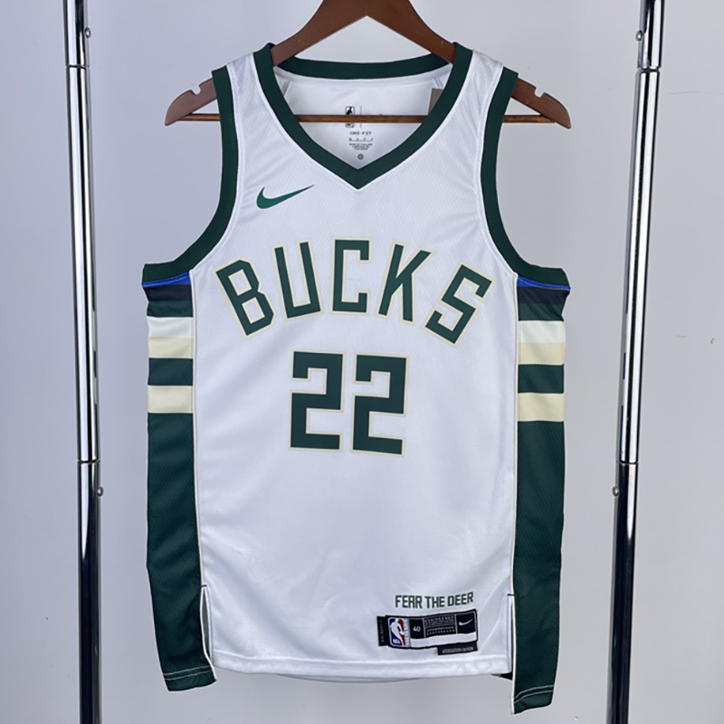22-23 BUCKS MIOOLETON #22 Home White Top Qualit...