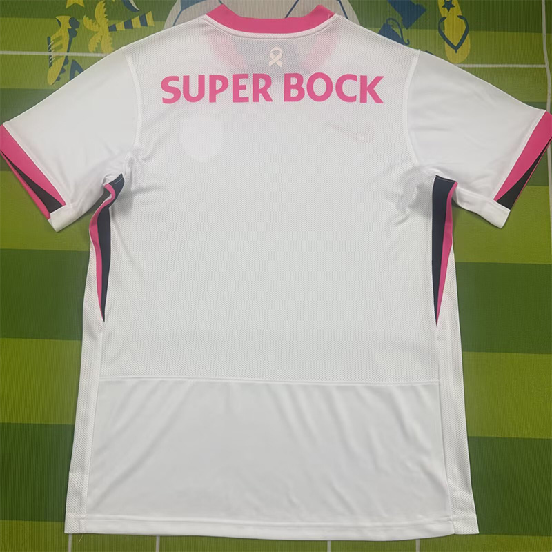 25-26 Sporting Lisbon White Pink Fans Soccer Jersey