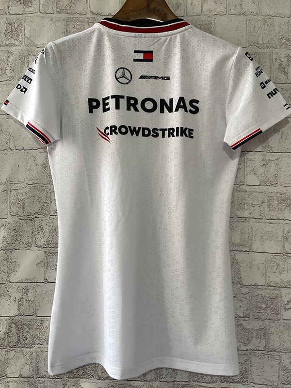 2024 F1 Formula One Mercedes Women White Racing Suit (女) 圆领