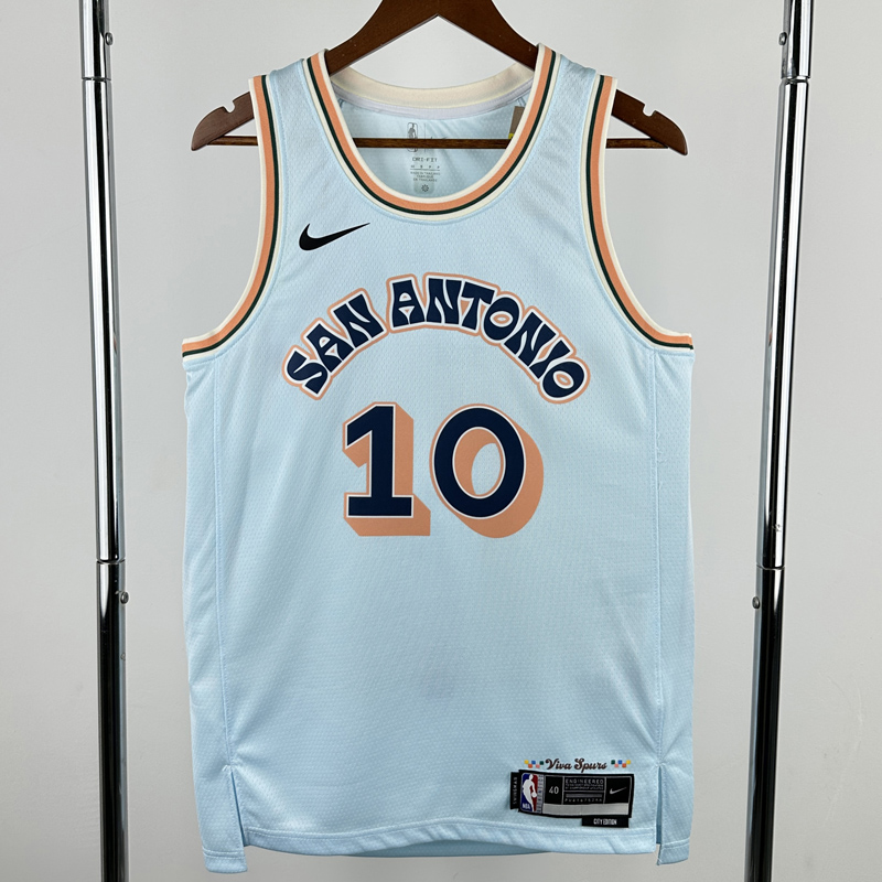 24-25 SA Spurs SOCHAN #10 Light blue City Edition Top Quality Hot Pressing NBA Jersey