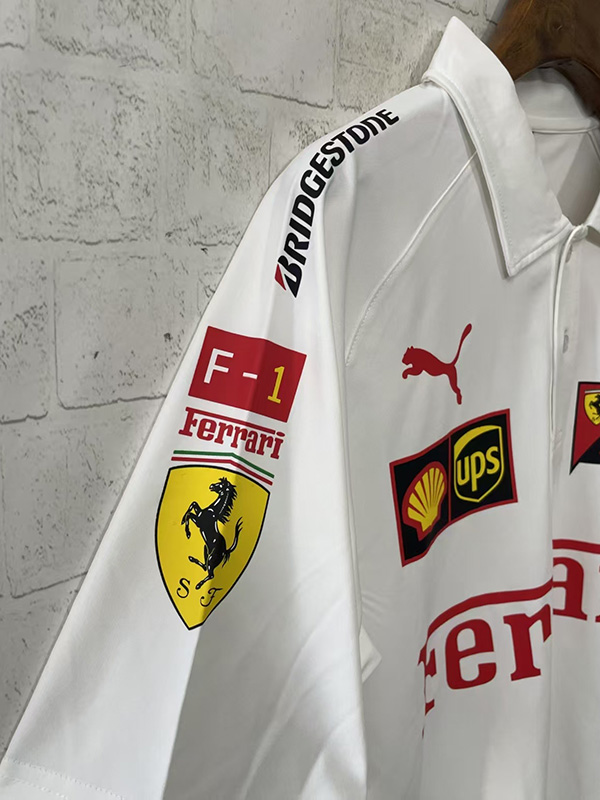 25-26 F1 Ferrari White Casual Polo Racing Suit (有领)
