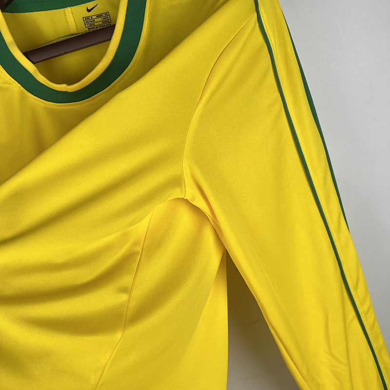 1998 Brazil Home Long Sleeve Retro Soccer Jerse...
