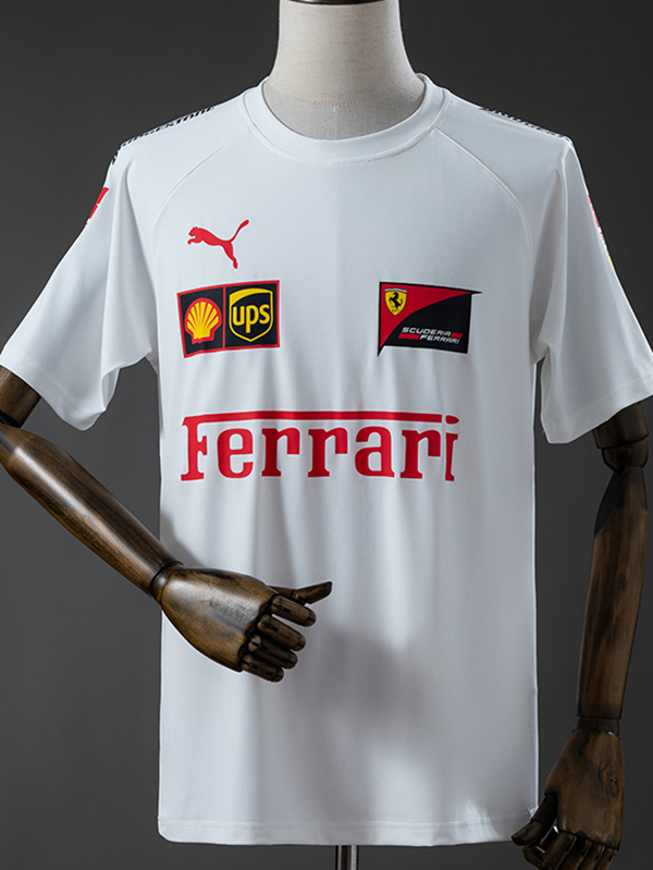 25-26 F1 Ferrari White Casual T-Shirts Racing Suit (圆领)