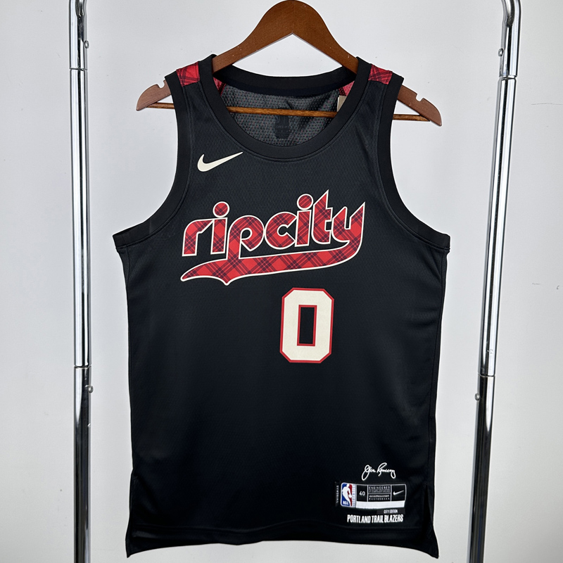 23-24 Trail Blazers LILLARD #0 Black City Edition Top Quality Hot Pressing NBA Jersey