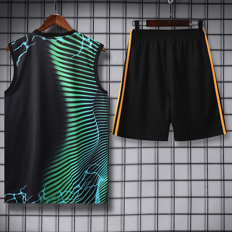 24-25 RMA Black green Tank top and shorts suit *豹黑绿