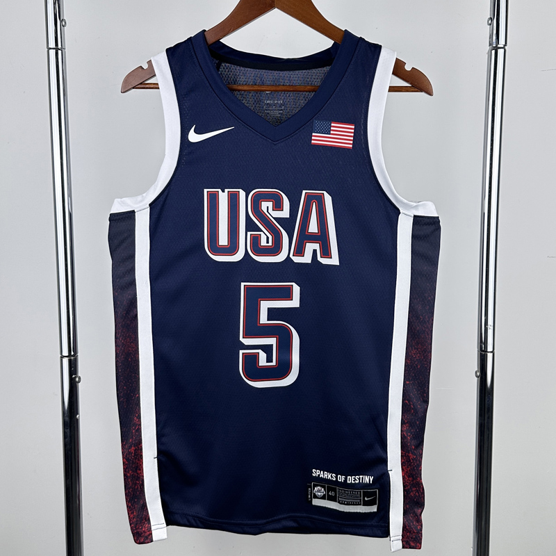 2024 Olympic Game USA EDWARDS # 5 Dark Blue Basketball Jersey