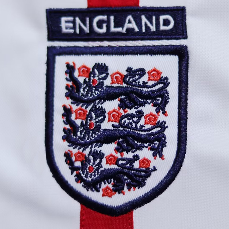 2002 England Home White Retro Soccer Jersey