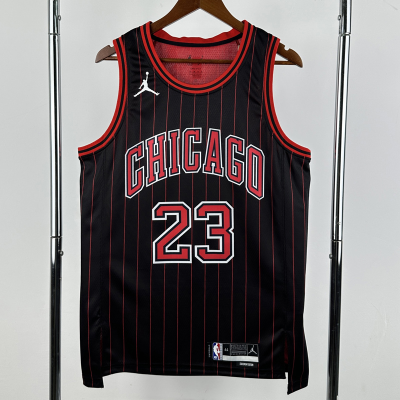 25-26 BULLS JORDAN #23 Black Top Quality Hot Pressing NBA Jersey (Trapeze Edition) 飞人版