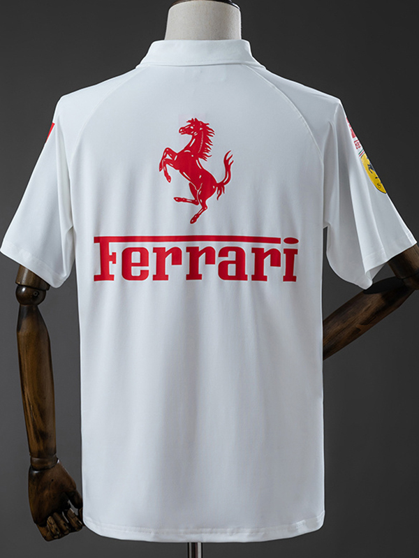 25-26 F1 Ferrari White Casual Polo Racing Suit (有领)