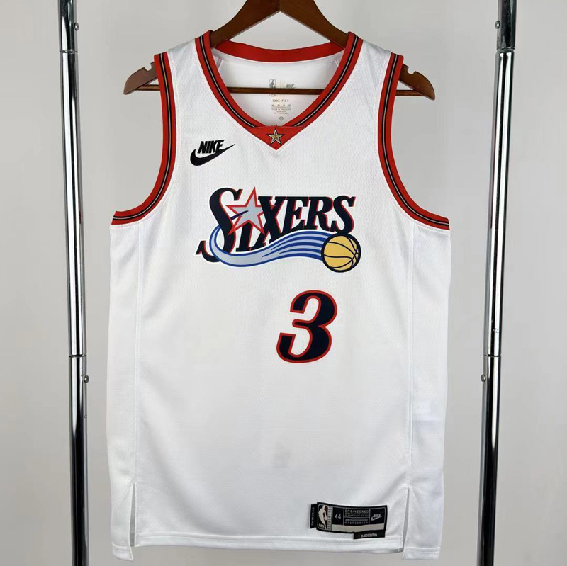 25-26 76ERS IVERSON #3 White Top Quality Hot Pressing NBA Jersey (V领)