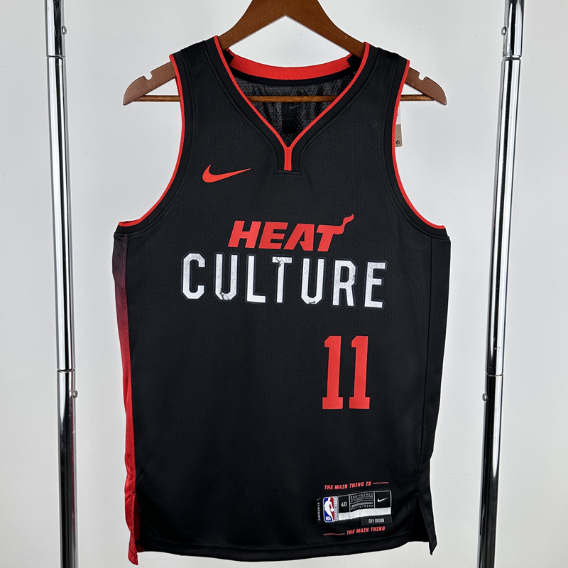 23-24 HEAT JAQUEZ JR. #11 Black City Edition Top Quality Hot Pressing NBA Jersey (V领）