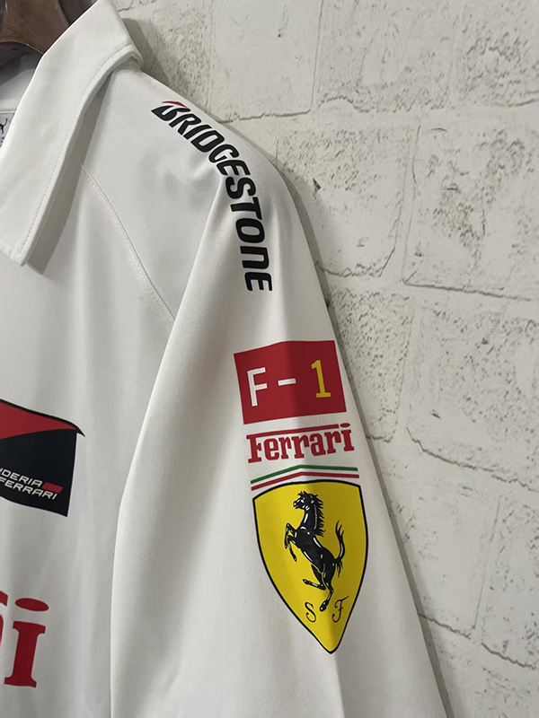 25-26 F1 Ferrari White Casual Polo Racing Suit (有领)
