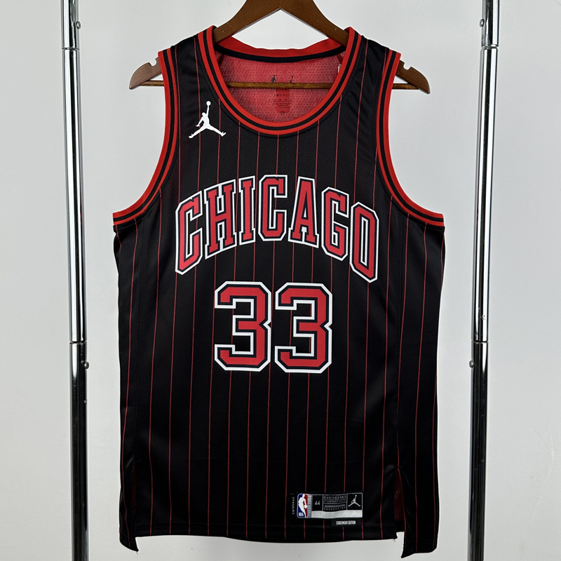 25-26 BULLS PIPPEN #33 Black Top Quality Hot Pressing NBA Jersey (Trapeze Edition) 飞人版