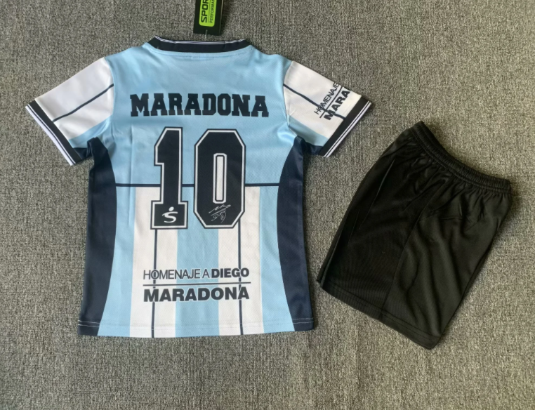 2001 Argentina MARADONA 10# Commemorative Edition Kids Retro Soccer Jersey