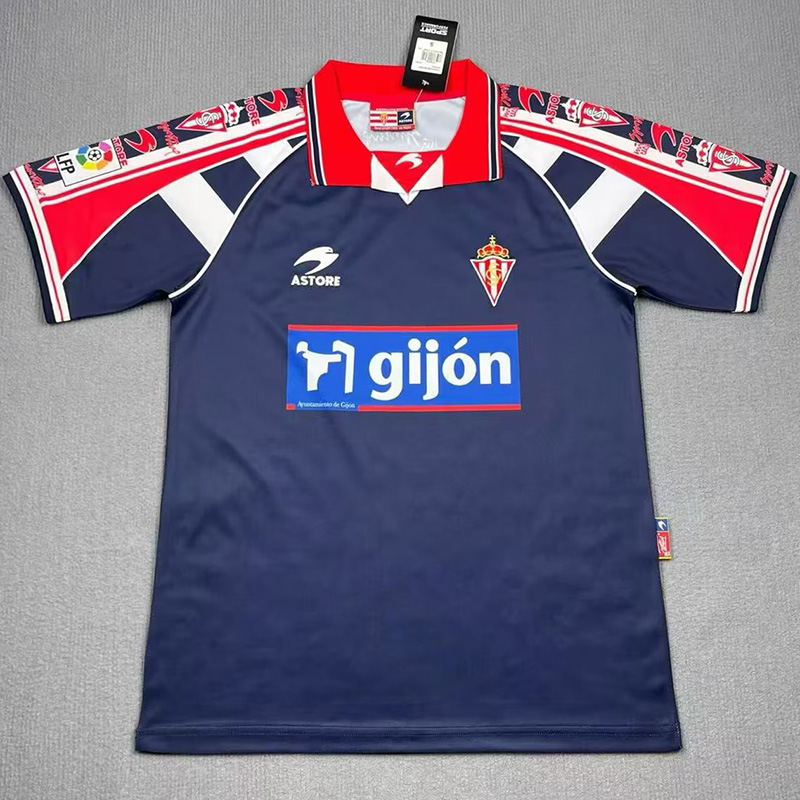 1999-2000 Gijon Away Retro Soccer Jersey (带章)