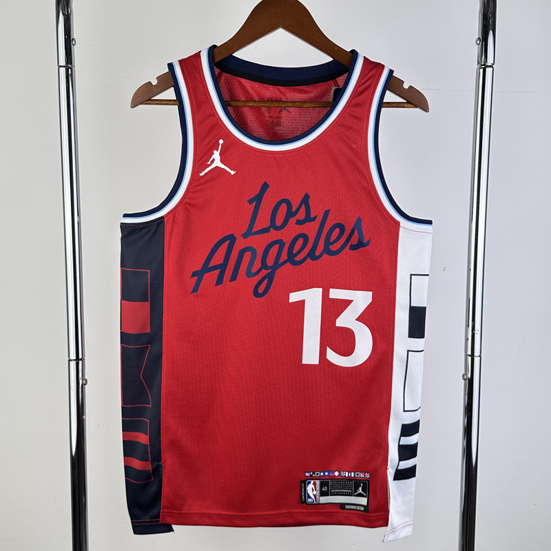 24-25 Clippers GEORGE #13 Red Top Quality Hot Pressing NBA Jersey (Trapeze Edition) 飞人版