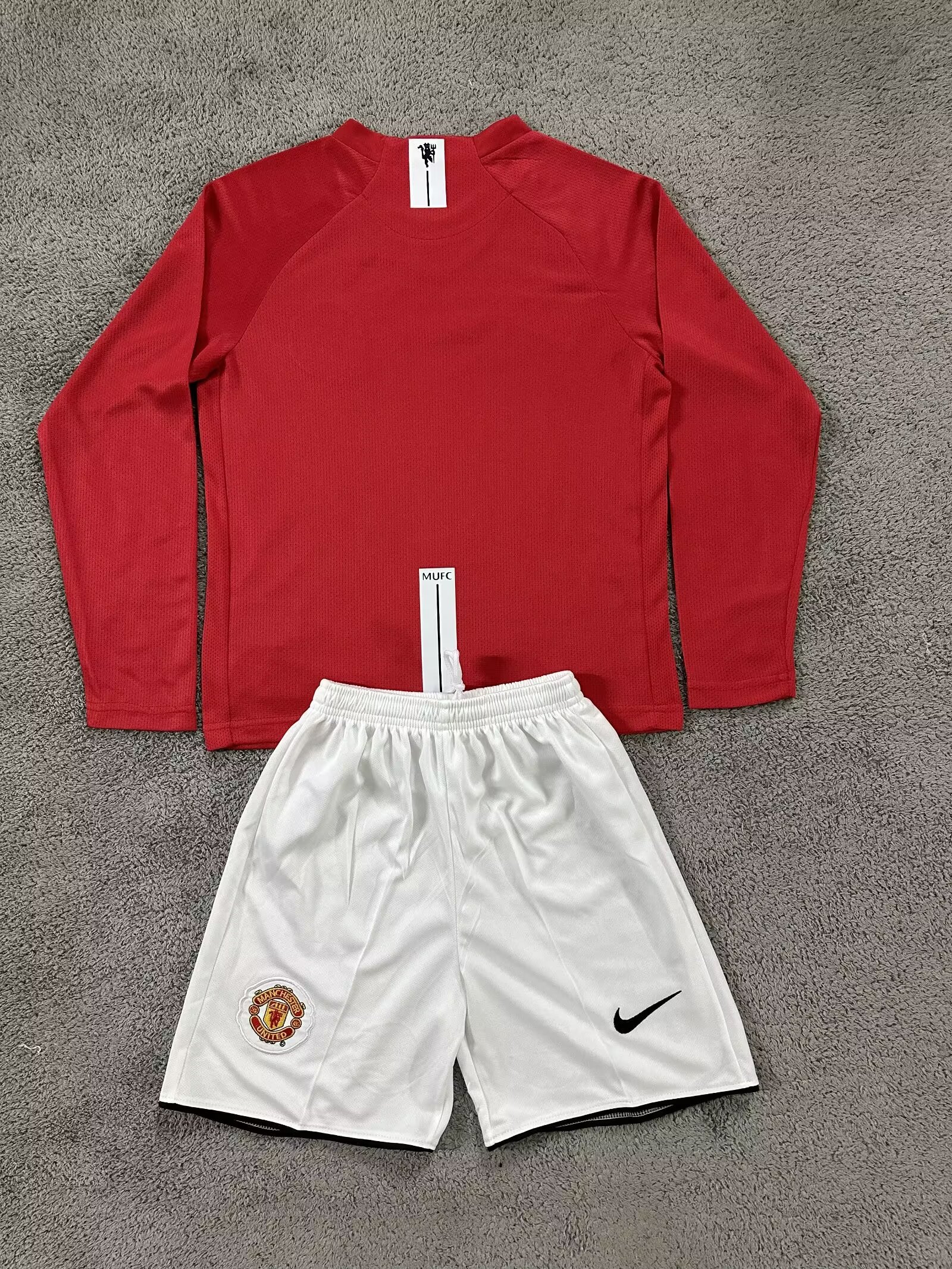 07-08 Man Utd Home Long sleeve Retro Kids Soccer Jersey