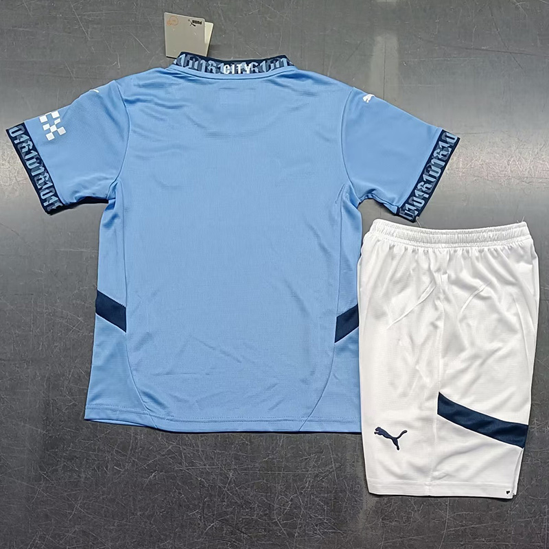 24-25 Man City Home Kids Soccer Jersey