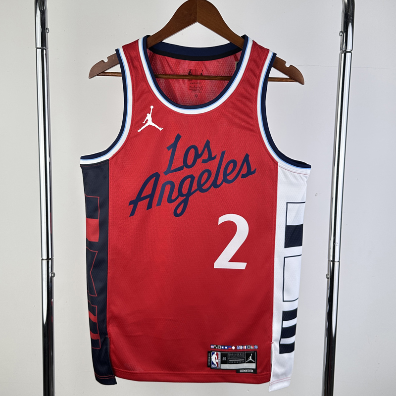 24-25 Clippers LEONARD #2 Red Top Quality Hot Pressing NBA Jersey (Trapeze Edition) 飞人版