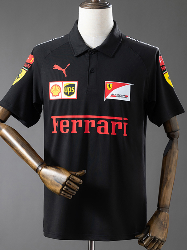 25-26 F1 Ferrari Black Casual Polo Racing Suit (有领)