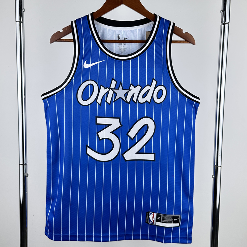 2018-2019 Magic O'NEAL #32 Blue Retro Top Quality Hot Pressing NBA Jersey (条纹)