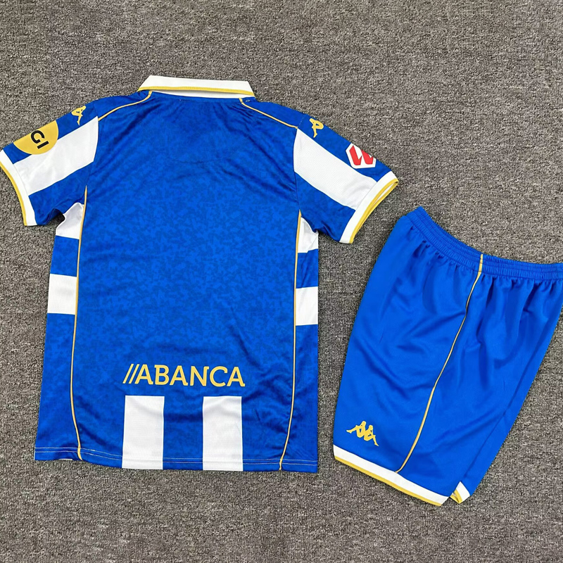25-26 La Coruna Home Kids Soccer Jersey