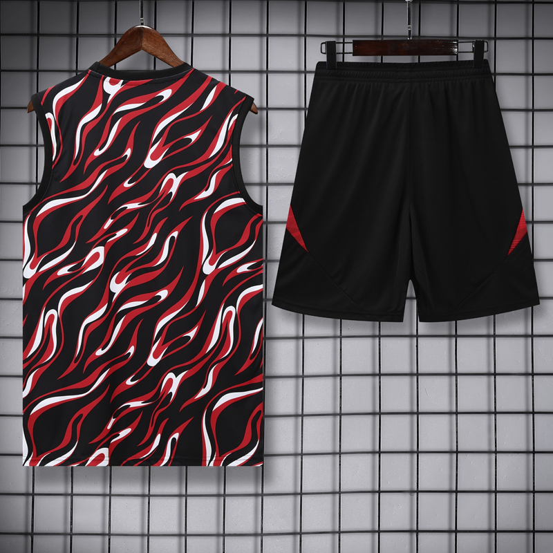 25-26 Man Utd Black red Tank top and shorts suit