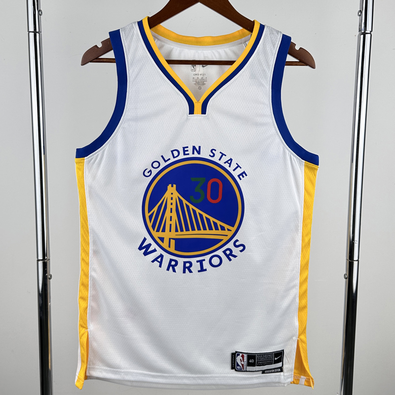 WARRIORS CURRY #30 White Top Quality Hot Pressing NBA Jersey (V领)