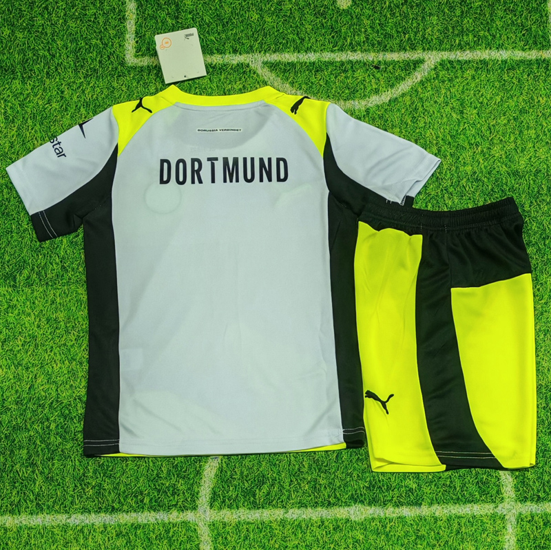 25-26 Dortmund Away Kids Soccer Jersey