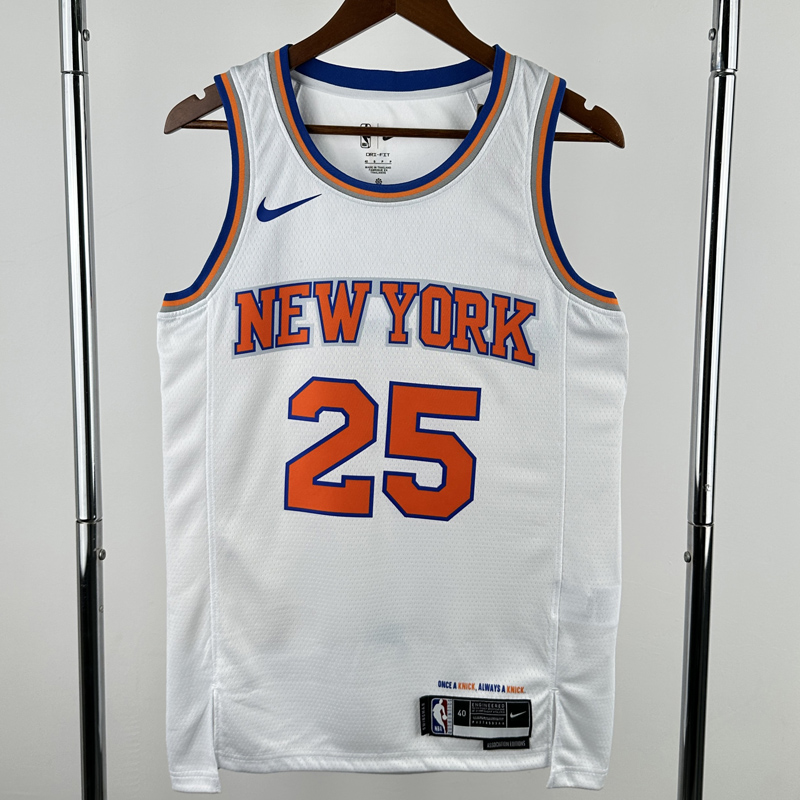 KNICKS BRIDGES #25 White Top Quality Hot Pressing NBA Jersey