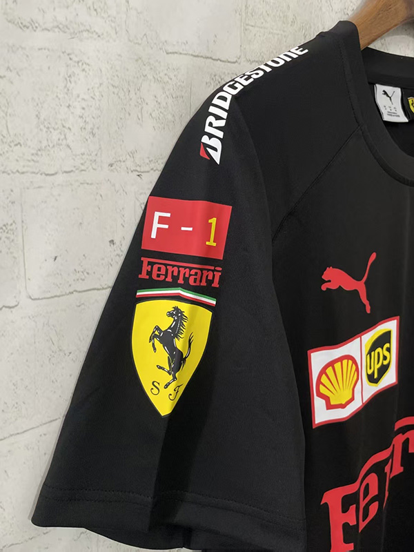 25-26 F1 Ferrari Black Casual T-Shirts Racing Suit (圆领)
