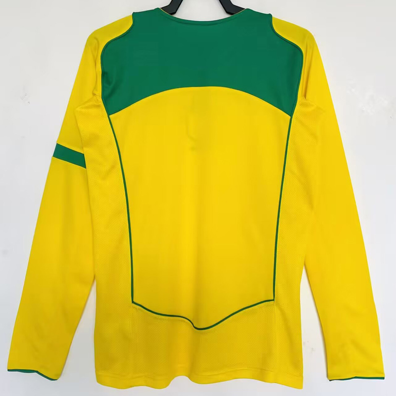2004 Brazil Home Long Sleeve Retro Soccer Jersey (长袖)