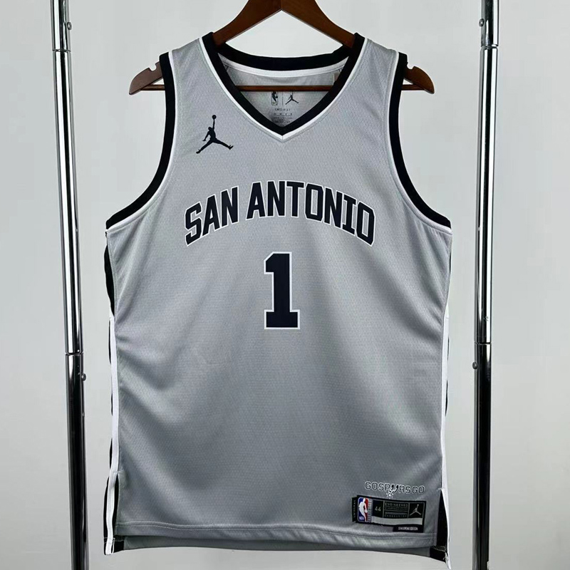 25-26 SA Spurs WEMBANYAMA #1 Grey Top Quality Hot Pressing NBA Jersey