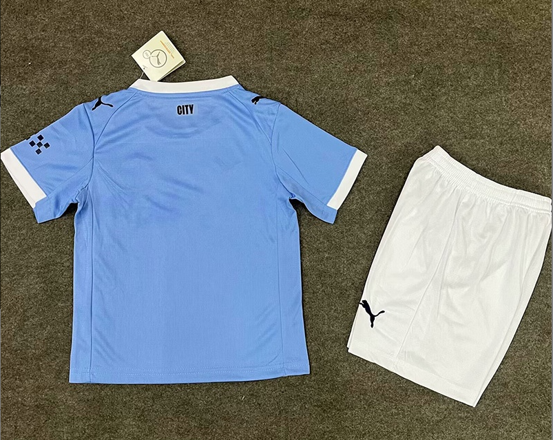 25-26 Man City Home Kids Soccer Jersey