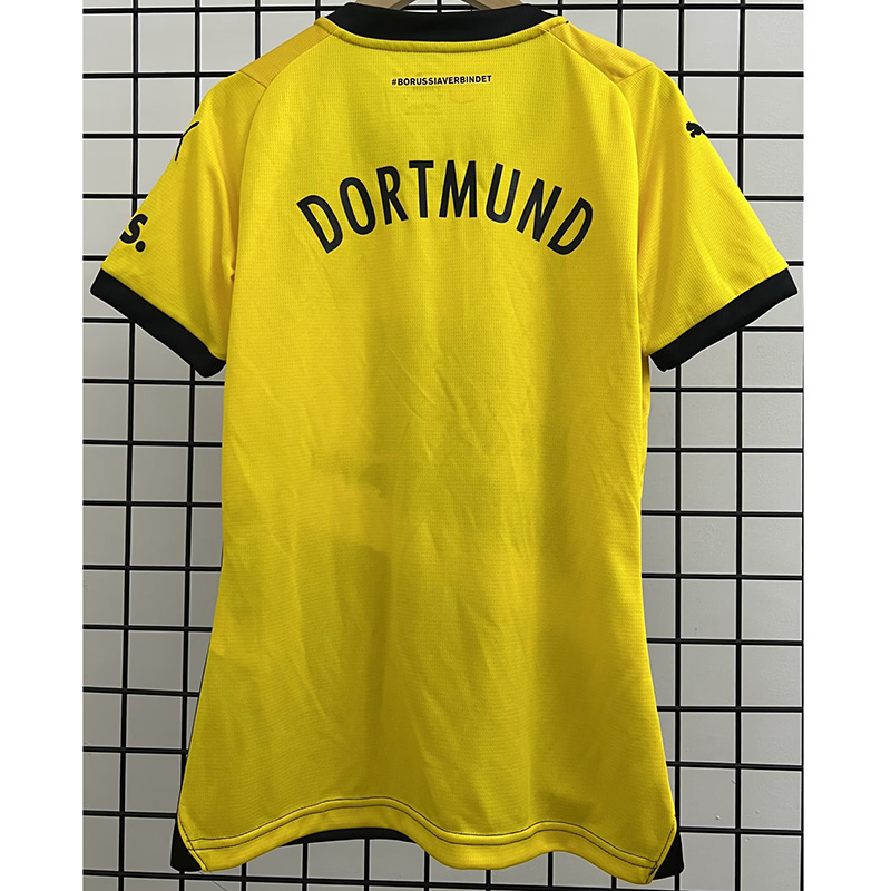 23-24 Dortmund Home Women Soccer Jersey (女)左袖带广告