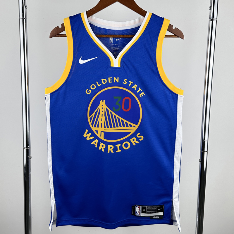 WARRIORS CURRY #30 Blue Top Quality Hot Pressing NBA Jersey (V领)