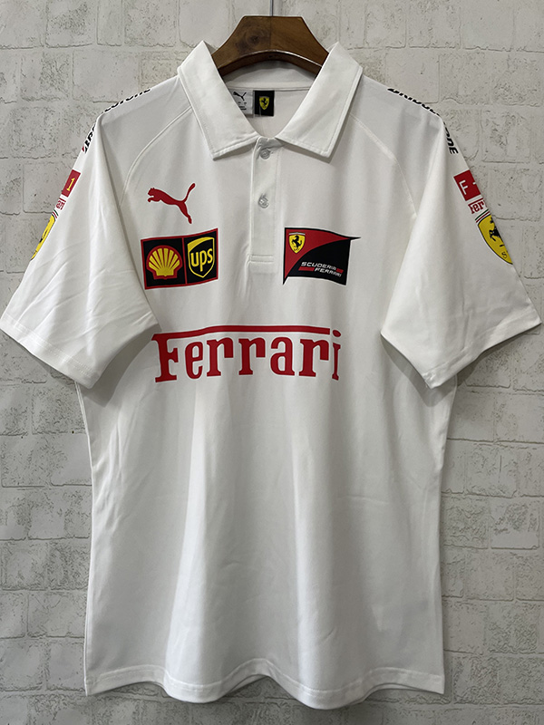 25-26 F1 Ferrari White Casual Polo Racing Suit (有领)