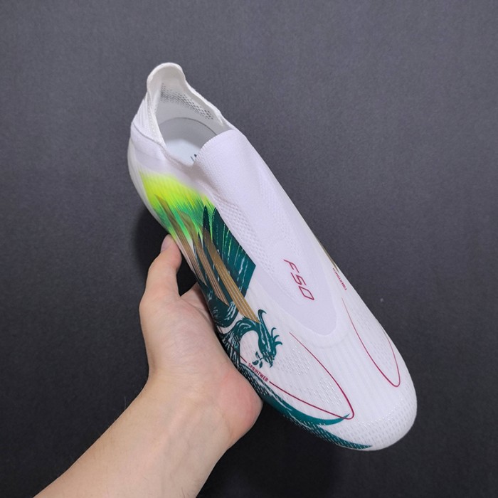 F50+ FG Soccer Shoes-White/Green