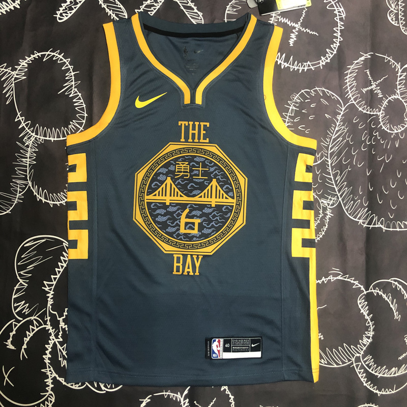 2018 WARRIORS YOUNG #6 Black Gray Top Quality H...