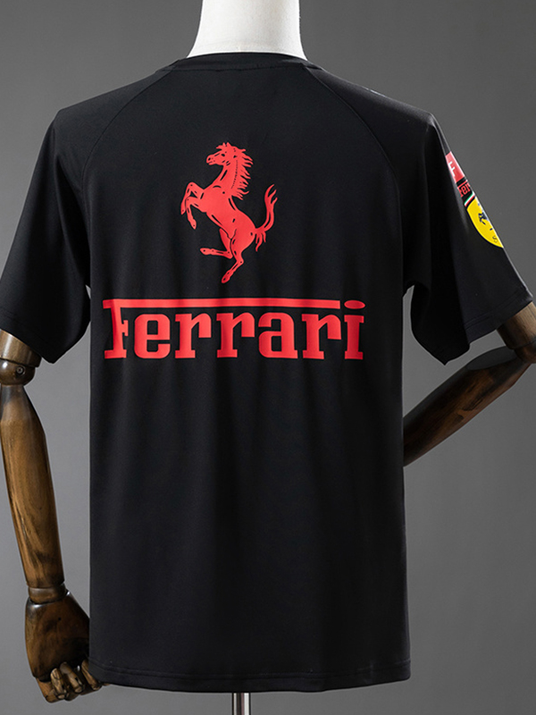 25-26 F1 Ferrari Black Casual T-Shirts Racing Suit (圆领)