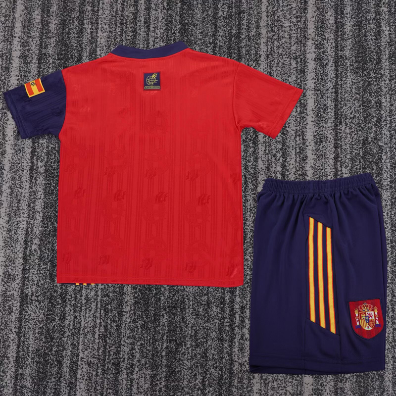 1996 Spain Home Kids Retro Soccer Jersey