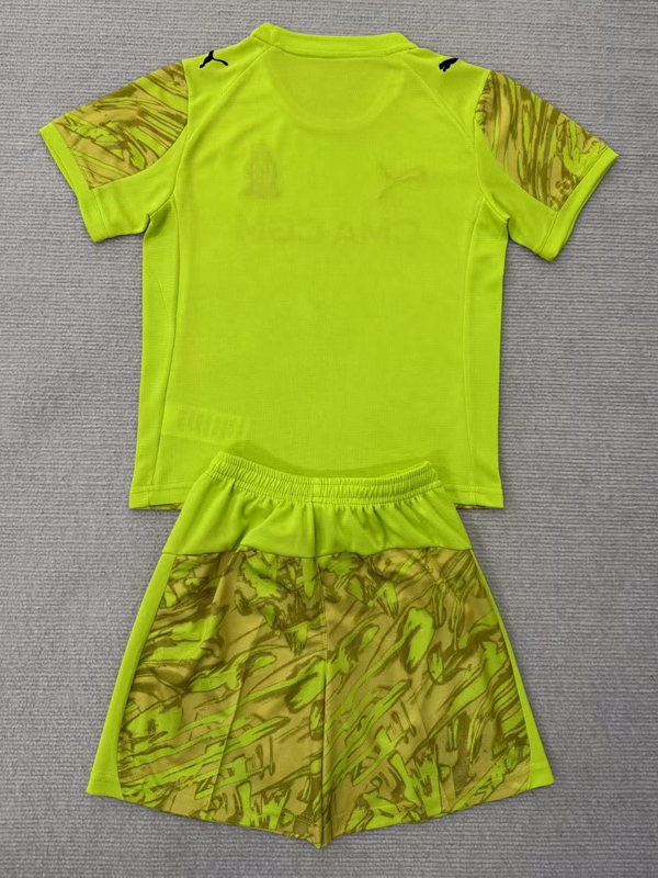 25-26 Marseille Yellow Goalkeeper Kids Soccer Jersey