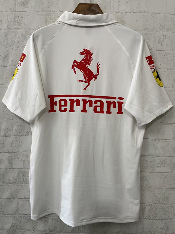 25-26 F1 Ferrari White Casual Polo Racing Suit (有领)