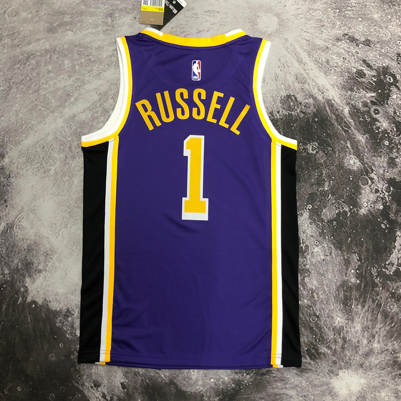 LAKERS RUSSELL #1 Purple Top Quality Hot Pressi...